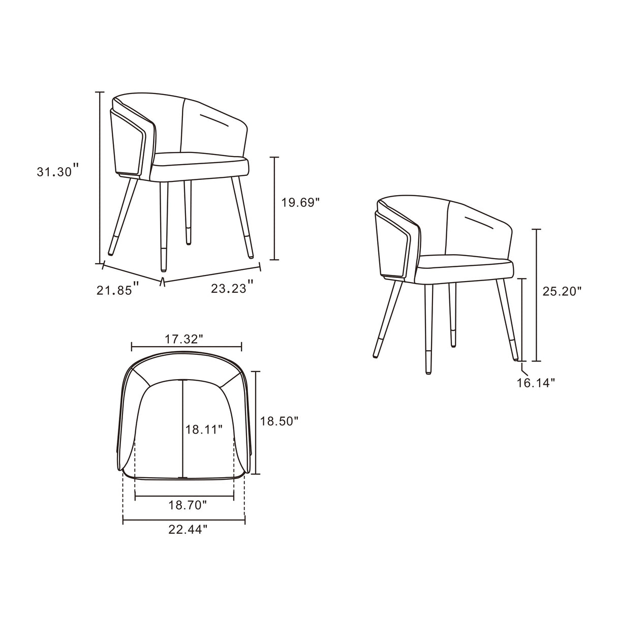Reeva Dining Chair in Walnut and Camal by Manhattan Comfort at Eve Furniture