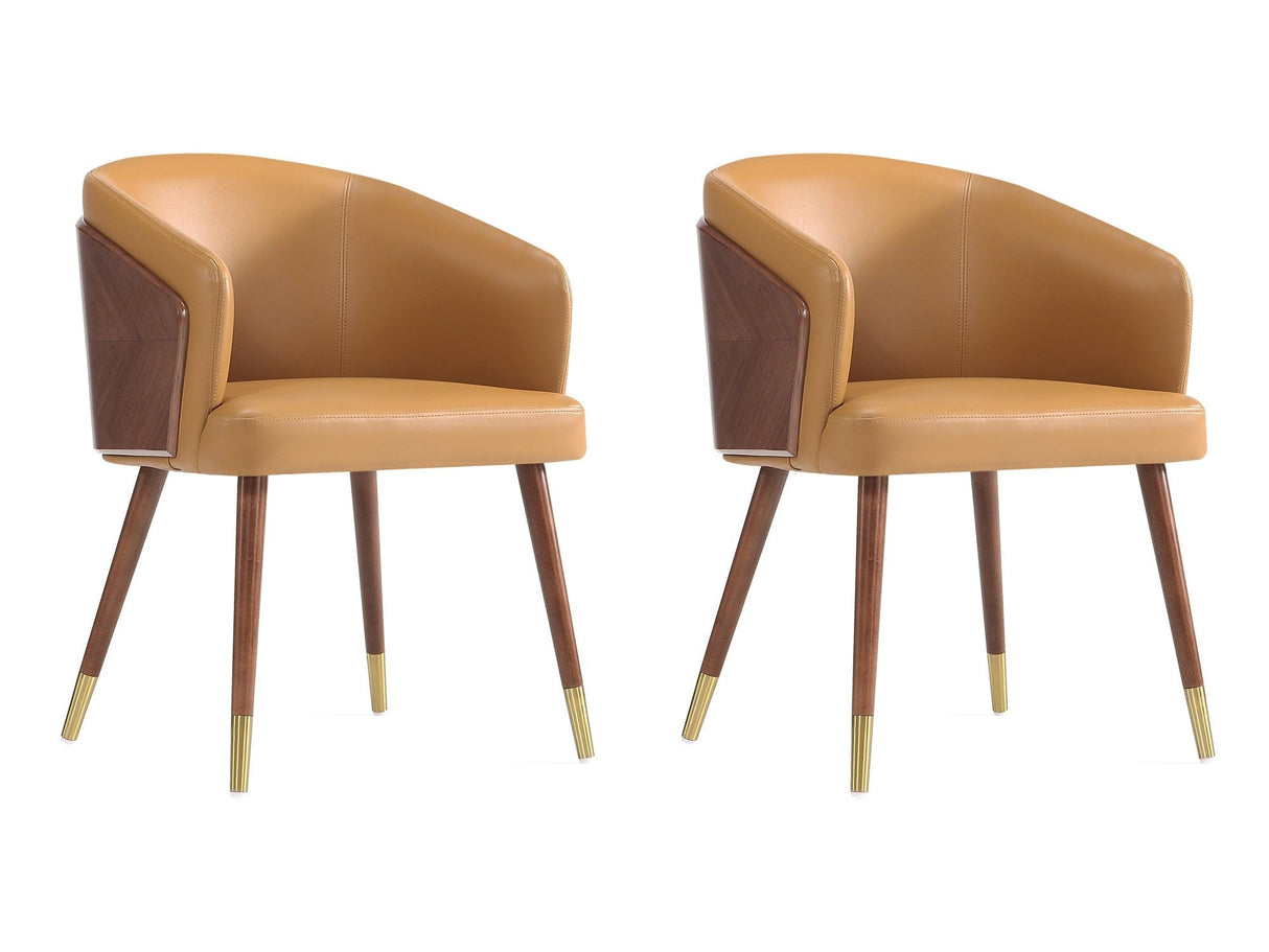Reeva Dining Chair in Walnut and Camal (set of 2) by Manhattan Comfort at Eve Furniture