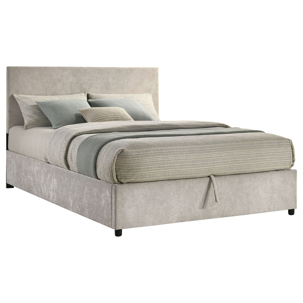 Reeves Beige Upholstered Queen Lift-top Storage Platform Bed by Coaster at Eve Furniture