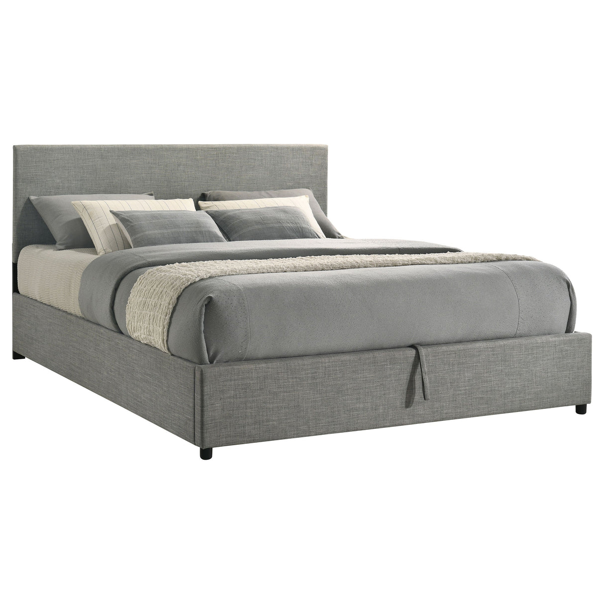Reeves Grey Upholstered Eastern King Lift-top Storage Platform Bed by Coaster at Eve Furniture