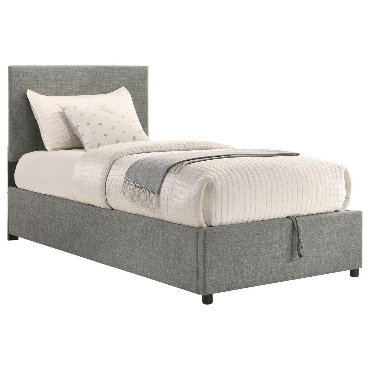 Reeves Grey Upholstered Twin Lift-top Storage Platform Bed by Coaster at Eve Furniture
