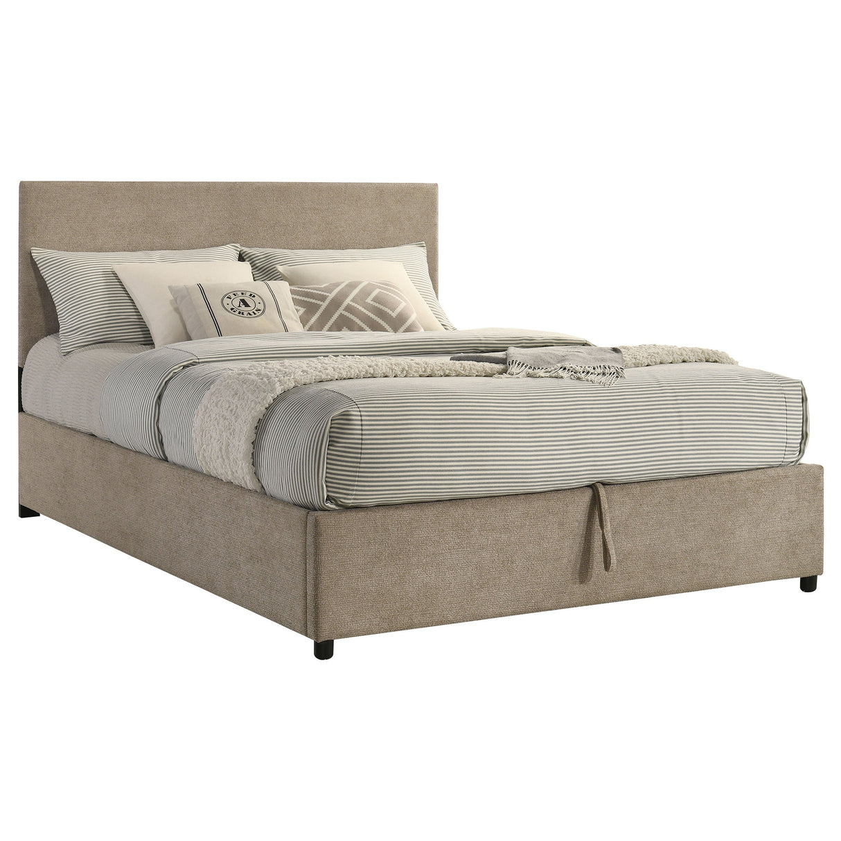 Reeves Tan Upholstered Eastern King Lift-top Storage Platform Bed by Coaster at Eve Furniture
