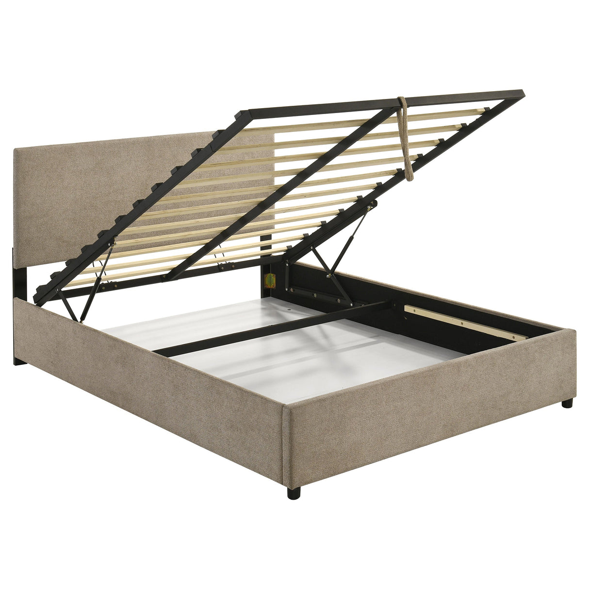Reeves Tan Upholstered Eastern King Lift-top Storage Platform Bed by Coaster at Eve Furniture