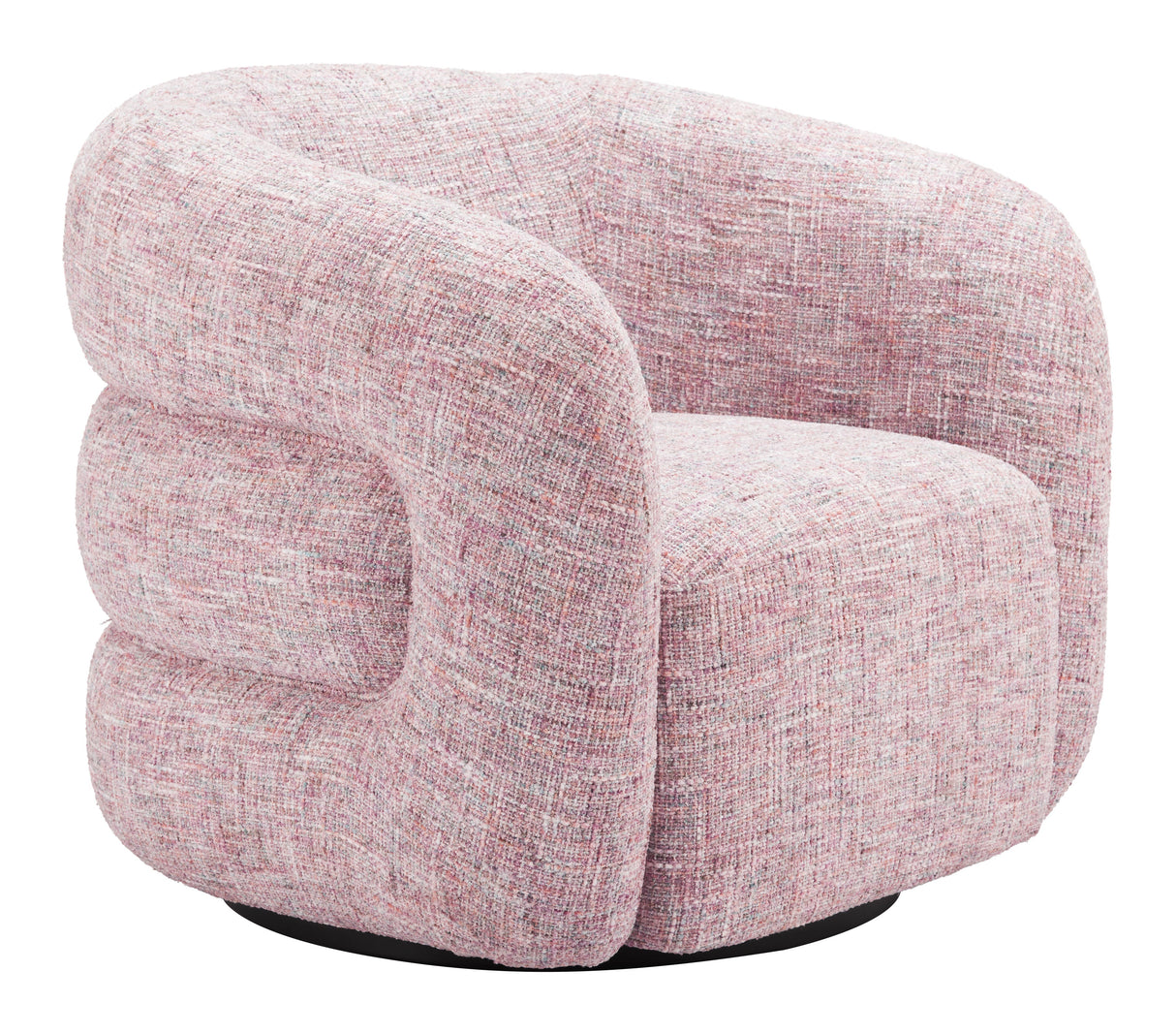 Refine Pink Tweed Swivel Chair by Zuomod at Eve Furniture