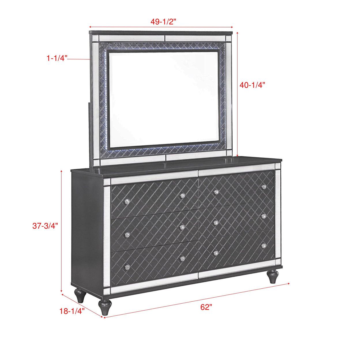 Refino Gray LED Upholstered Panel Bedroom Set by Crown Mark at Eve Furniture