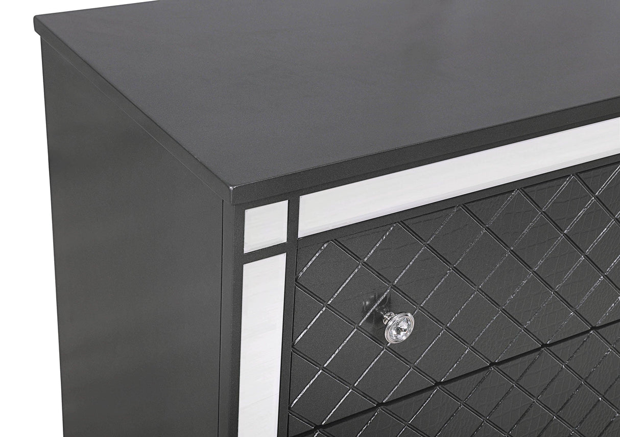 Refino Gray LED Upholstered Panel Bedroom Set by Crown Mark at Eve Furniture