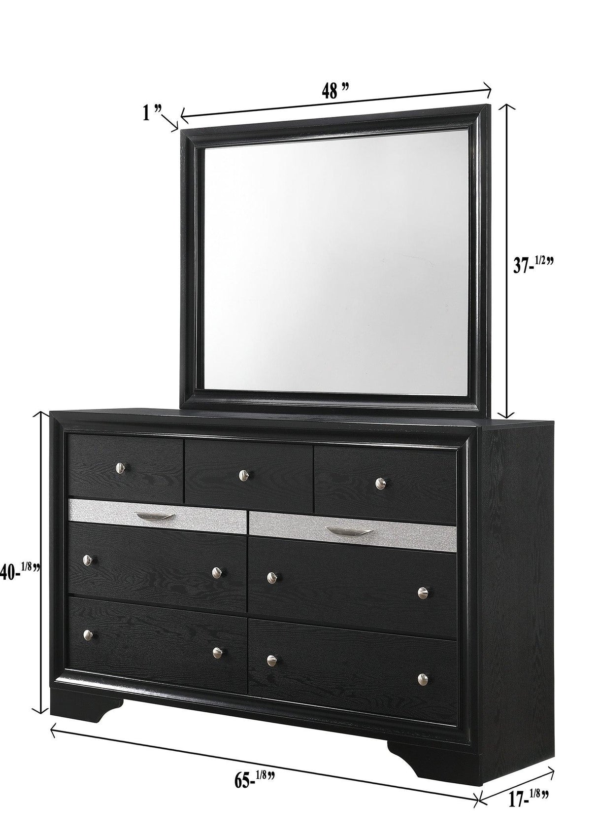 Regata Black and Silver Bedroom Mirror (Mirror Only) by Crown Mark at Eve Furniture