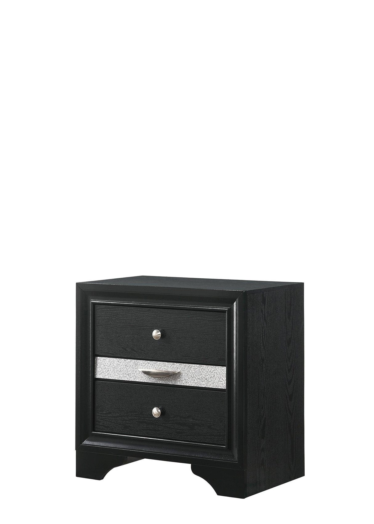 Regata Black and Silver Nightstand by Crown Mark at Eve Furniture