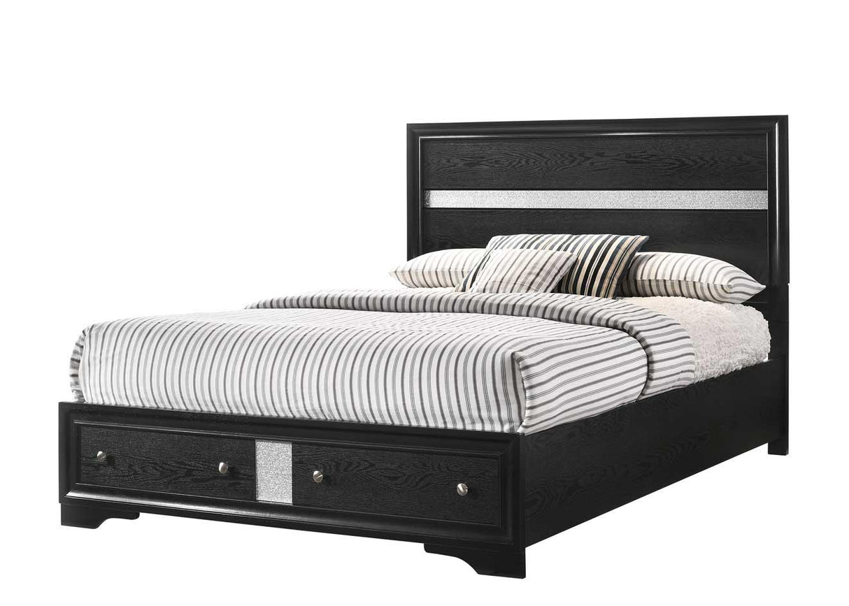 Regata Black and Silver Storage Platform Bedroom Set by Crown Mark at Eve Furniture