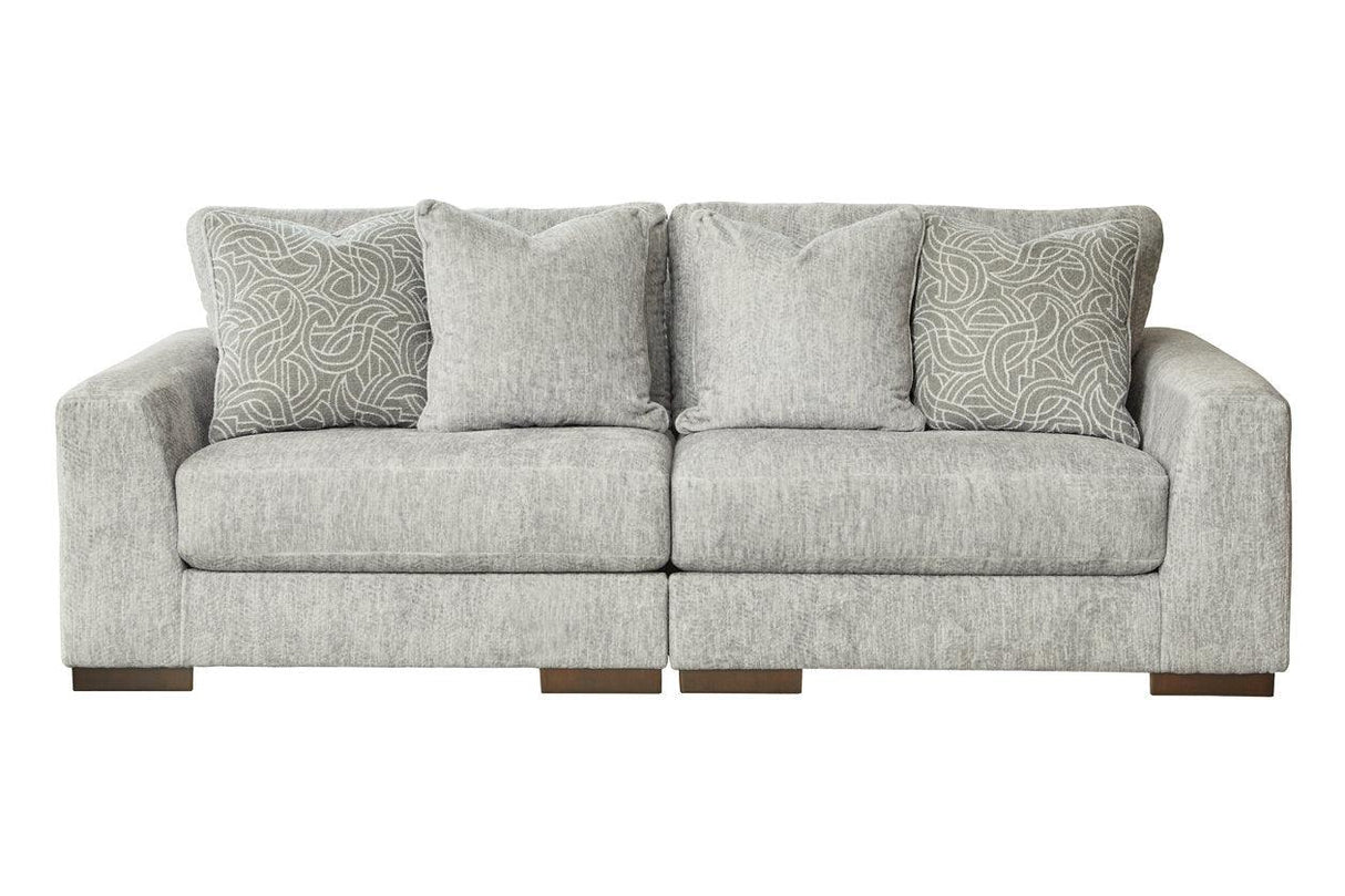 Regent Park Pewter 2-Piece Sectional Loveseat by Ashley at Eve Furniture