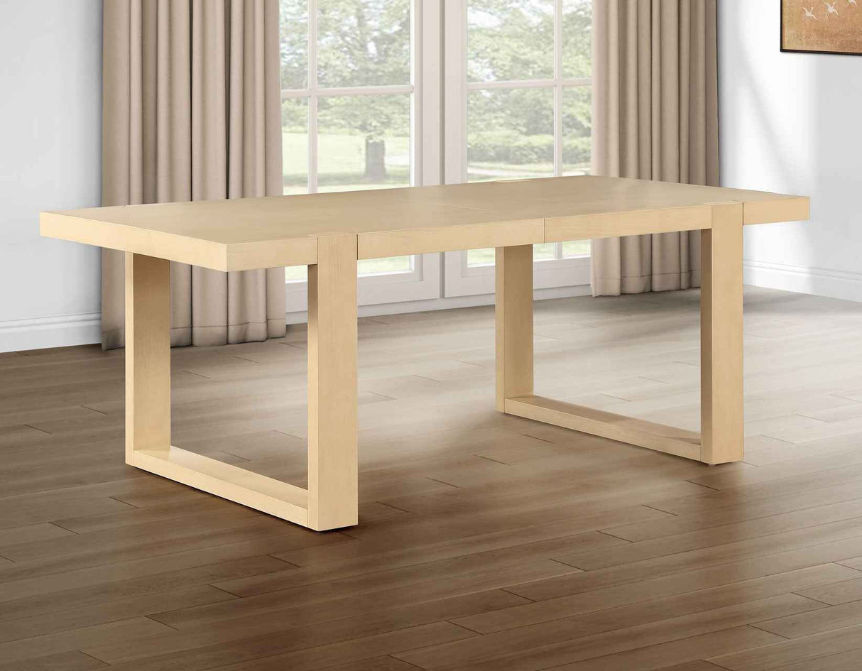 Reid 77-95″ Dining Table with 18″ Leaf, Sand Finish by Steve Silver at Eve Furniture
