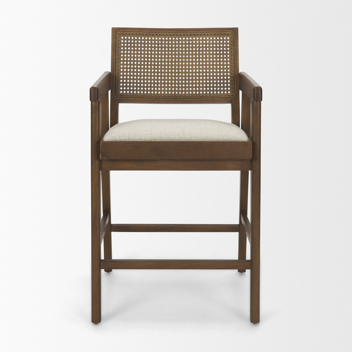 Reid Backless 38in Seat Counter Stool | Brown Wood w/ Cane Back by Mercana at Eve Furniture