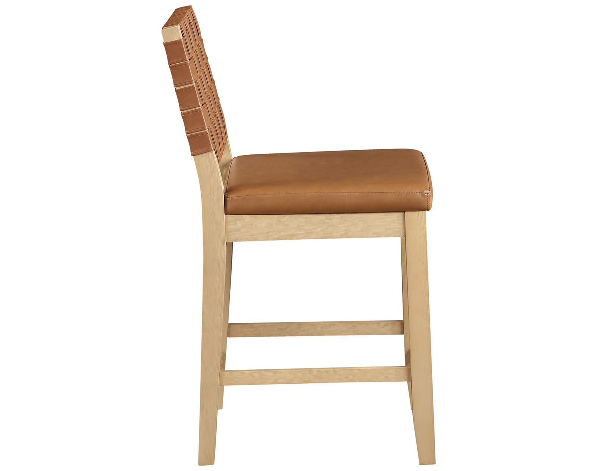 Reid Camel Vegan Leather 30″ Bar Stool, Sand Finish by Steve Silver at Eve Furniture
