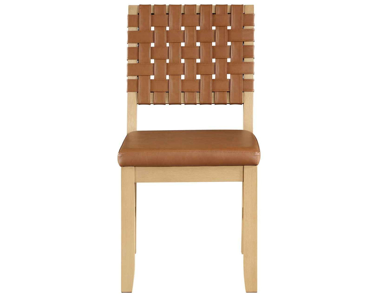 Reid Camel Vegan Leather Side Chair, Sand Finish, Set of 2 by Steve Silver at Eve Furniture