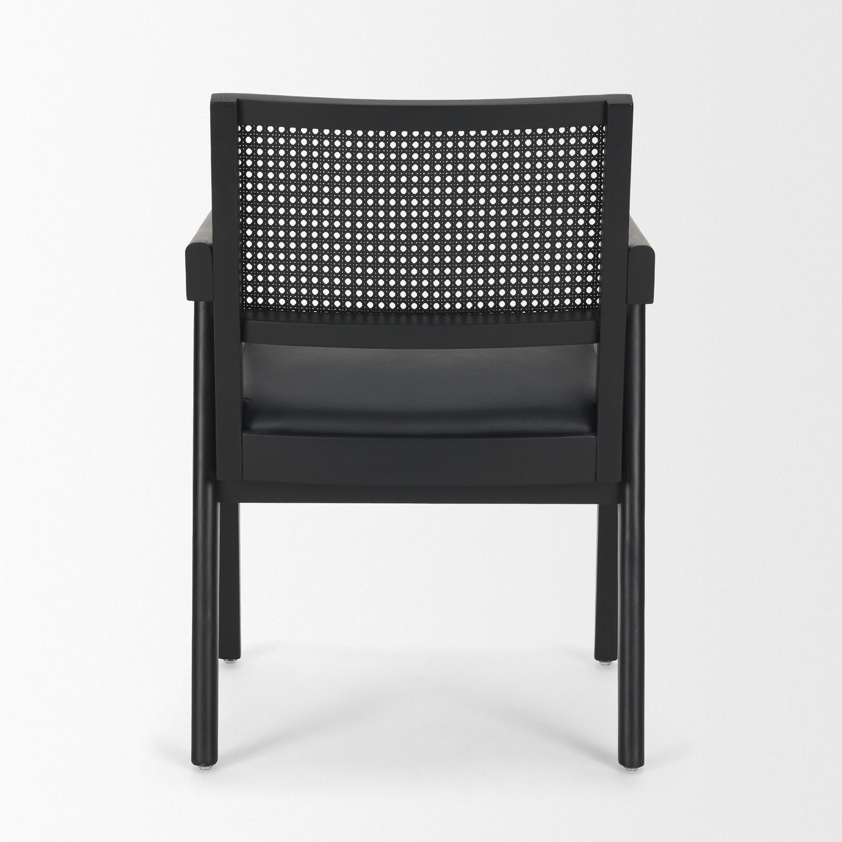 Reid Framed Black Cane Black Fabric Dining Armchair by Mercana at Eve Furniture