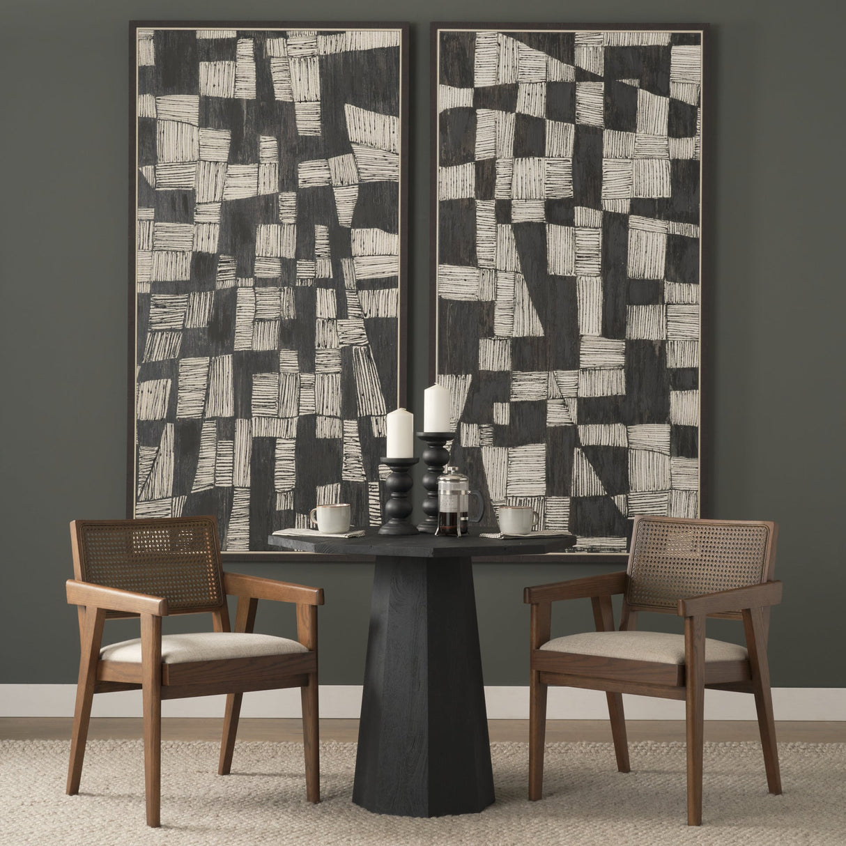 Reid Framed Brown Cane Cream Fabric Dining Armchair by Mercana at Eve Furniture