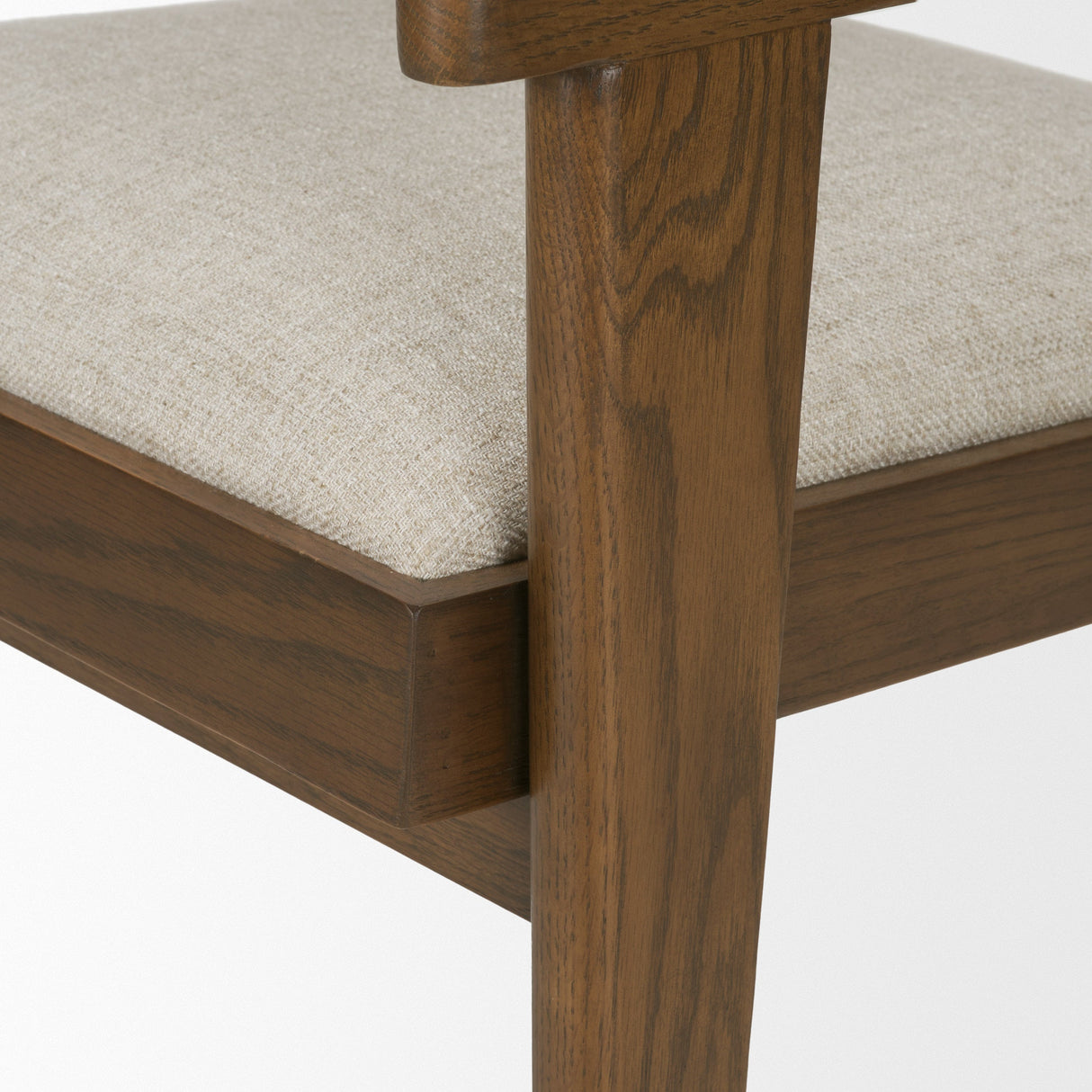Reid Framed Brown Cane Cream Fabric Dining Armchair by Mercana at Eve Furniture