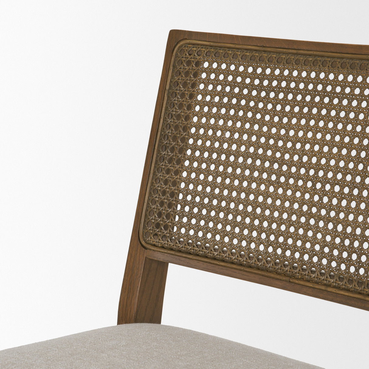 Reid Framed Brown Cane Cream Fabric Dining Chair, Set of 2 by Mercana at Eve Furniture