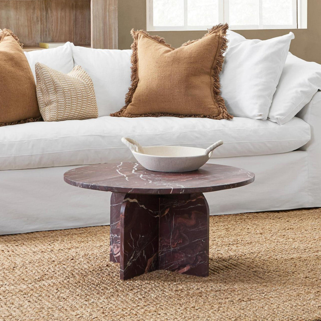 Reilly Marble Round Coffee Table - Merlot by Classic Home at Eve Furniture