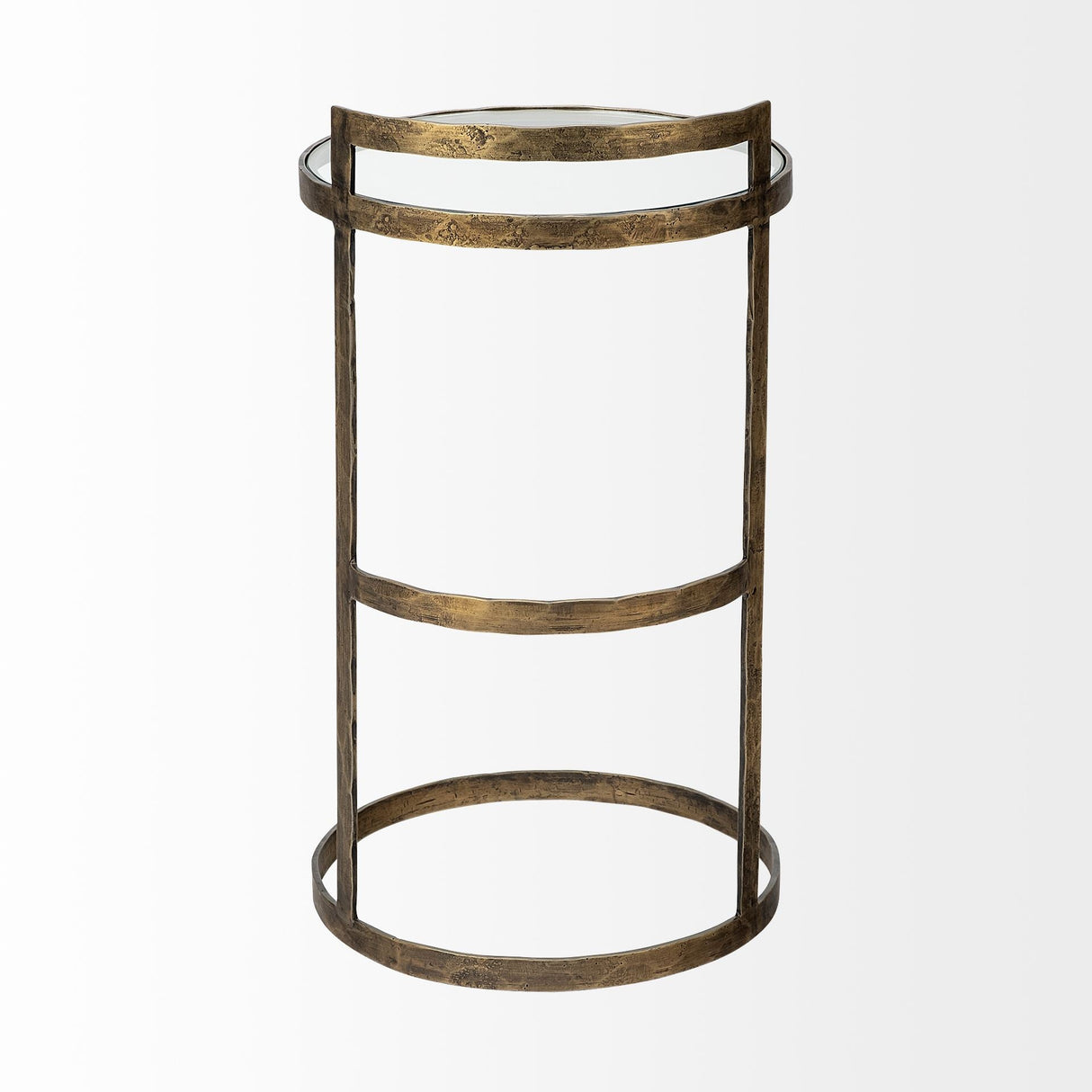 Reimer 15L x 15W Gold Round Glass Top W/Metal Frame Accent Table by Mercana at Eve Furniture