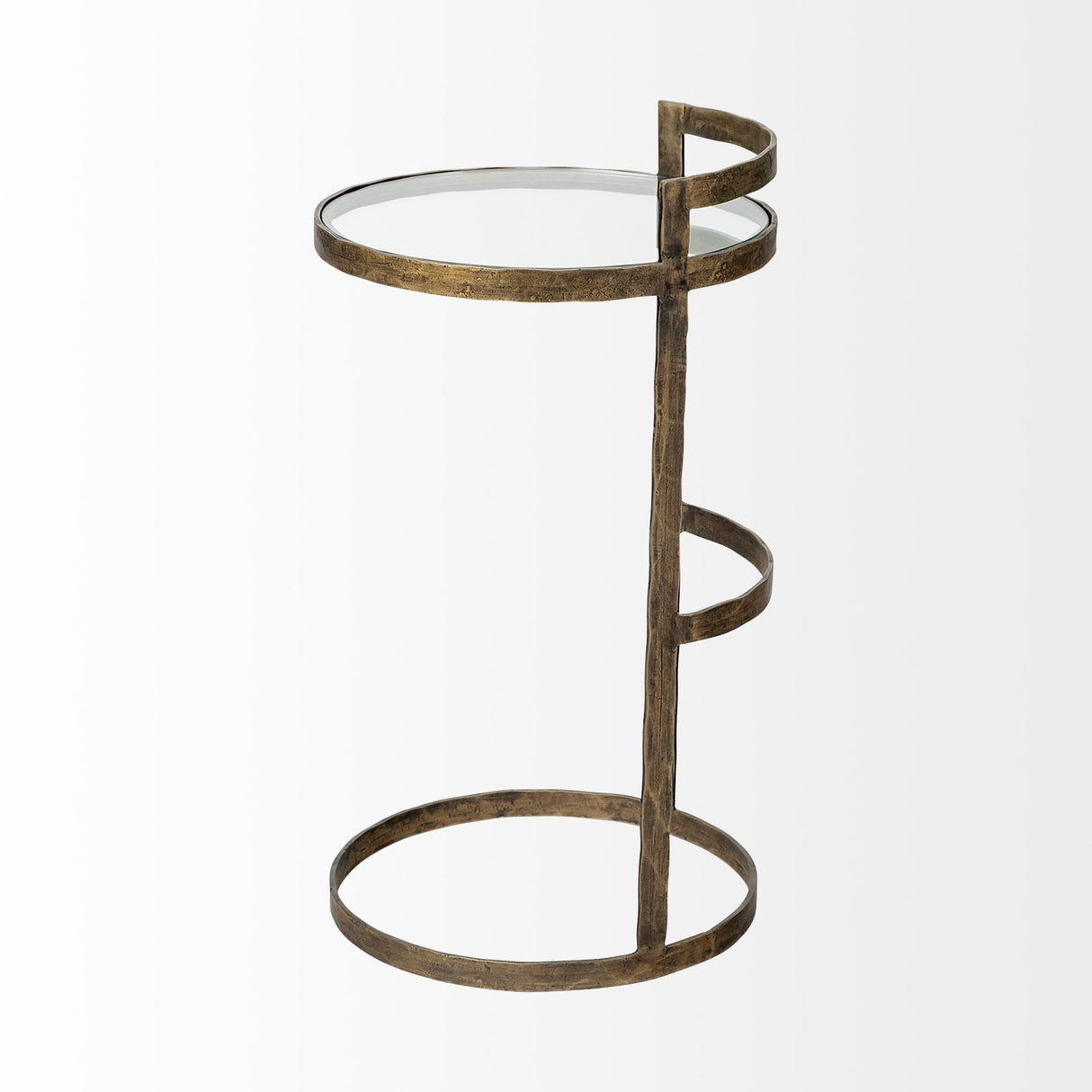 Reimer Gold Round Glass Top W/Metal Frame Accent Table by Mercana at Eve Furniture