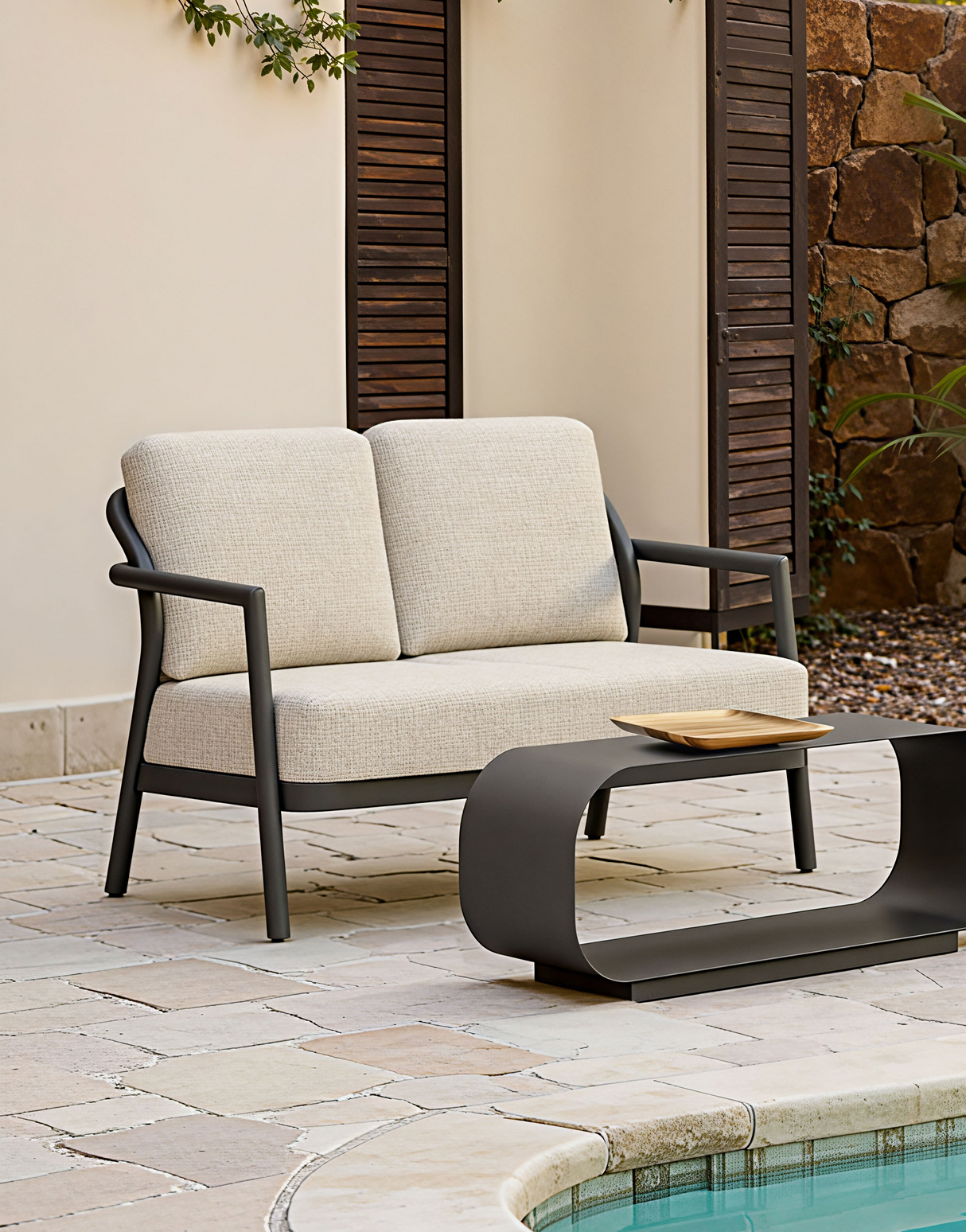 Rein Beige Outdoor Loveseat by Zuomod at Eve Furniture