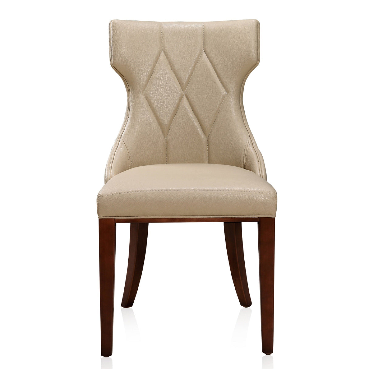 Reine Faux Leather Dining Chair (Set of Two) in Cream and Walnut by Manhattan Comfort at Eve Furniture