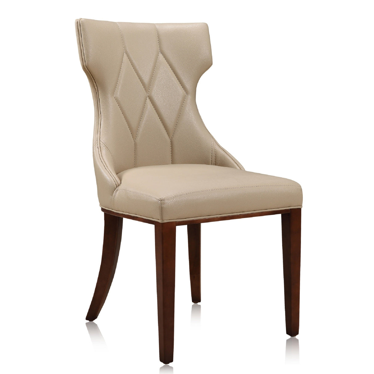 Reine Faux Leather Dining Chair (Set of Two) in Cream and Walnut by Manhattan Comfort at Eve Furniture