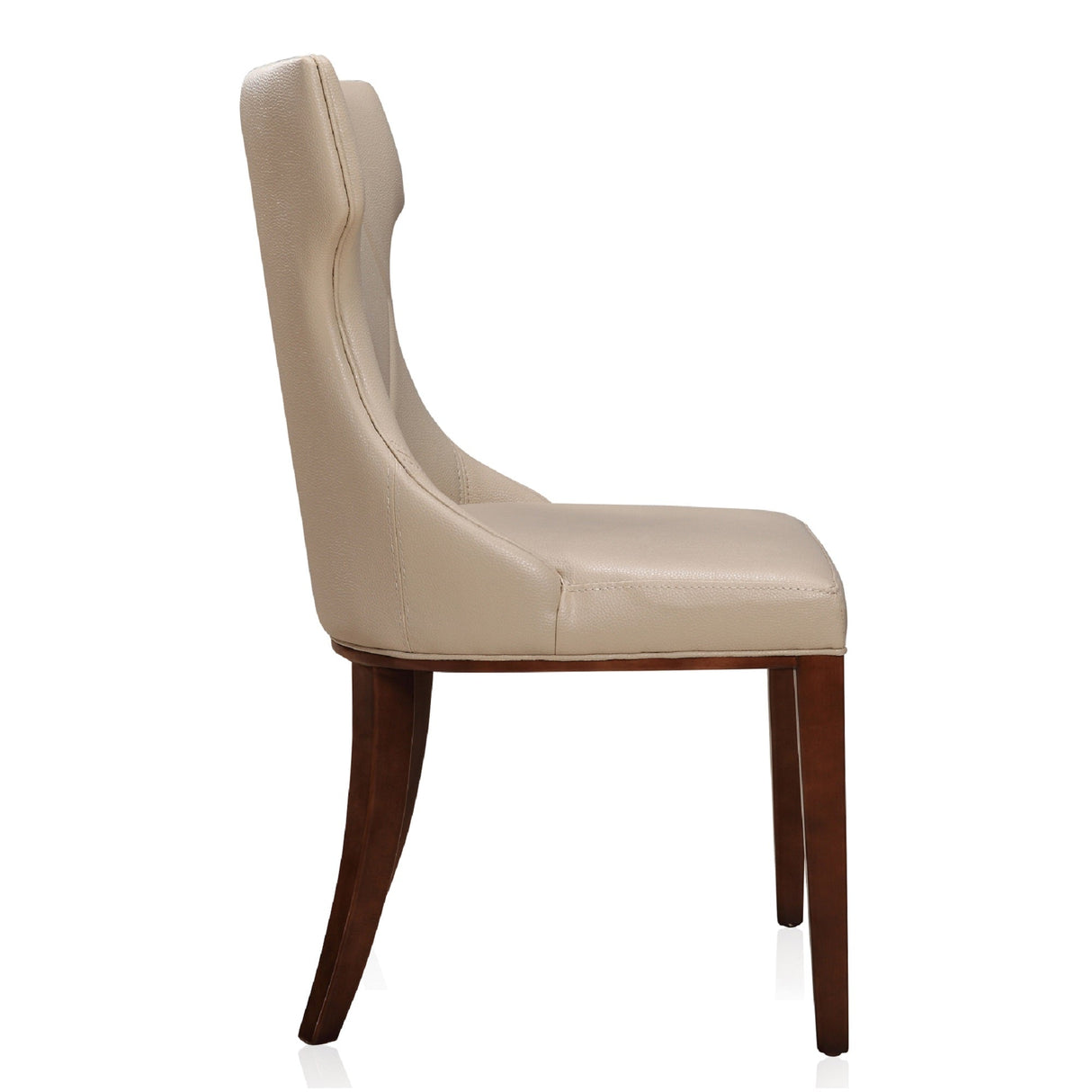 Reine Faux Leather Dining Chair (Set of Two) in Cream and Walnut by Manhattan Comfort at Eve Furniture