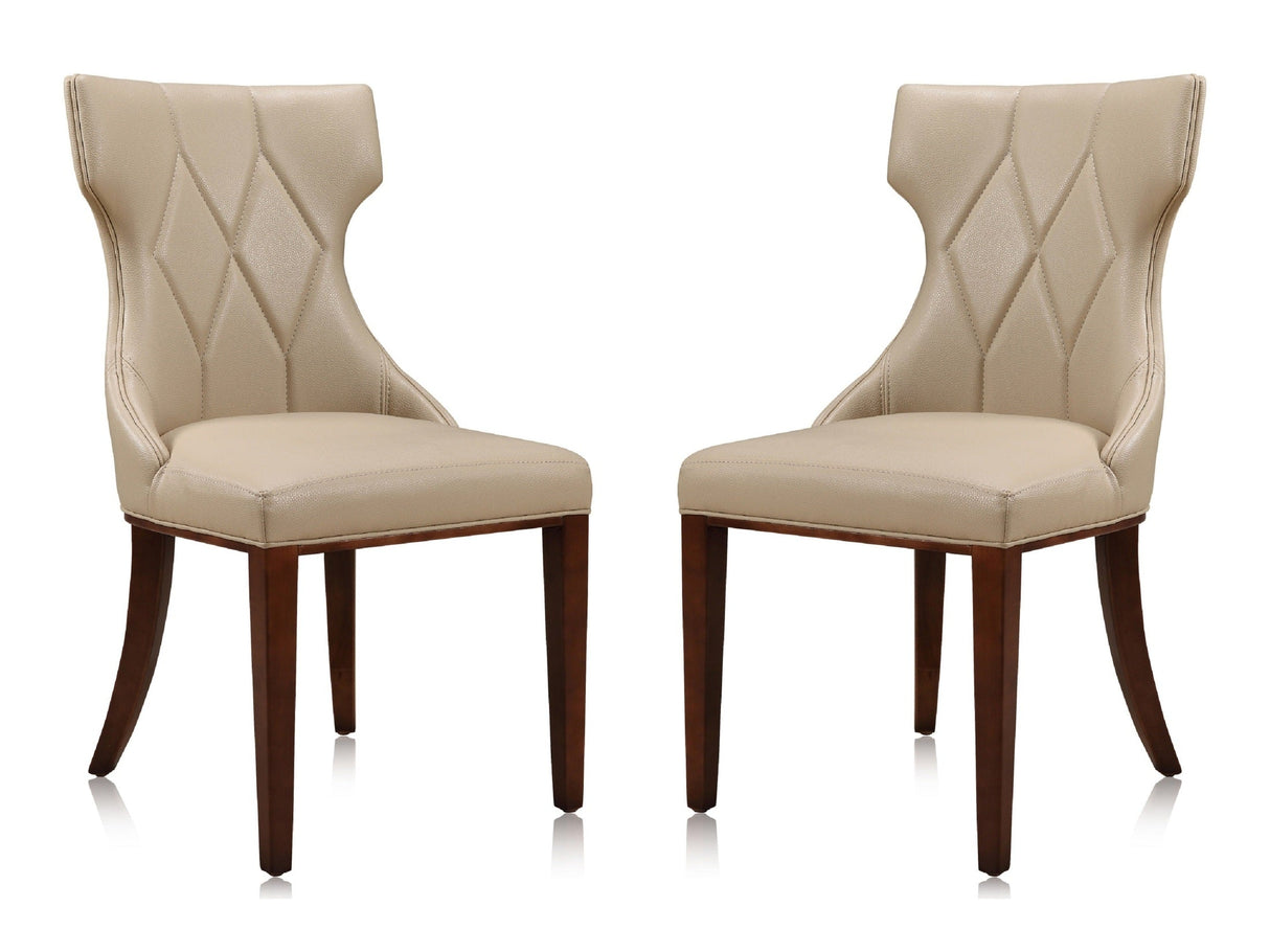 Reine Faux Leather Dining Chair (Set of Two) in Cream and Walnut by Manhattan Comfort at Eve Furniture