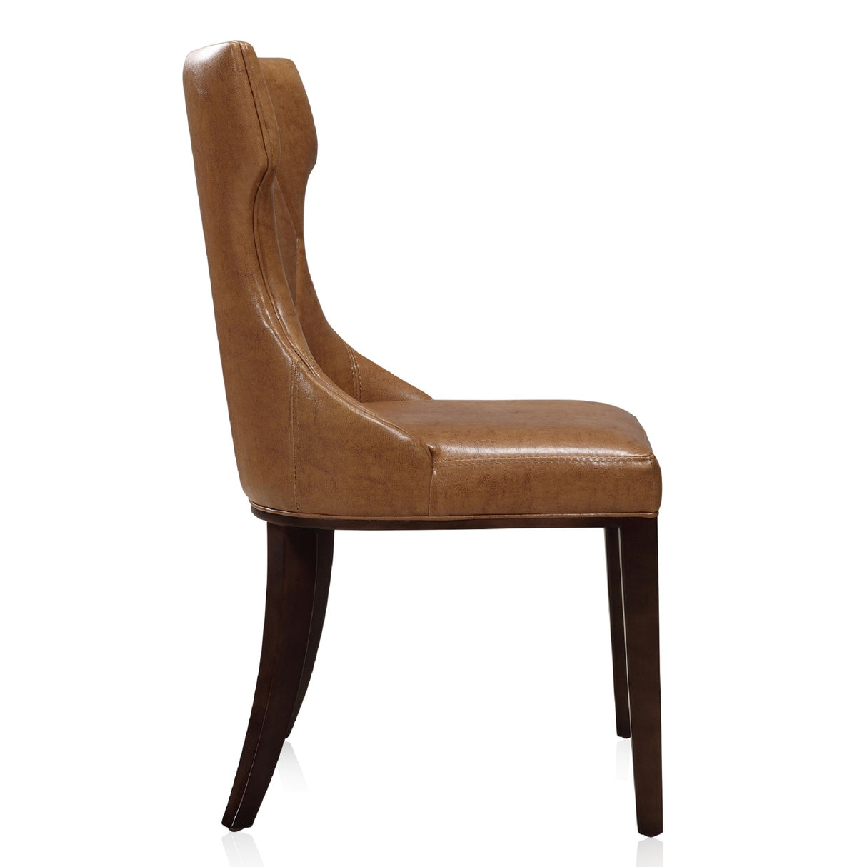 Reine Faux Leather Dining Chair (Set of Two) in Saddle and Walnut by Manhattan Comfort at Eve Furniture
