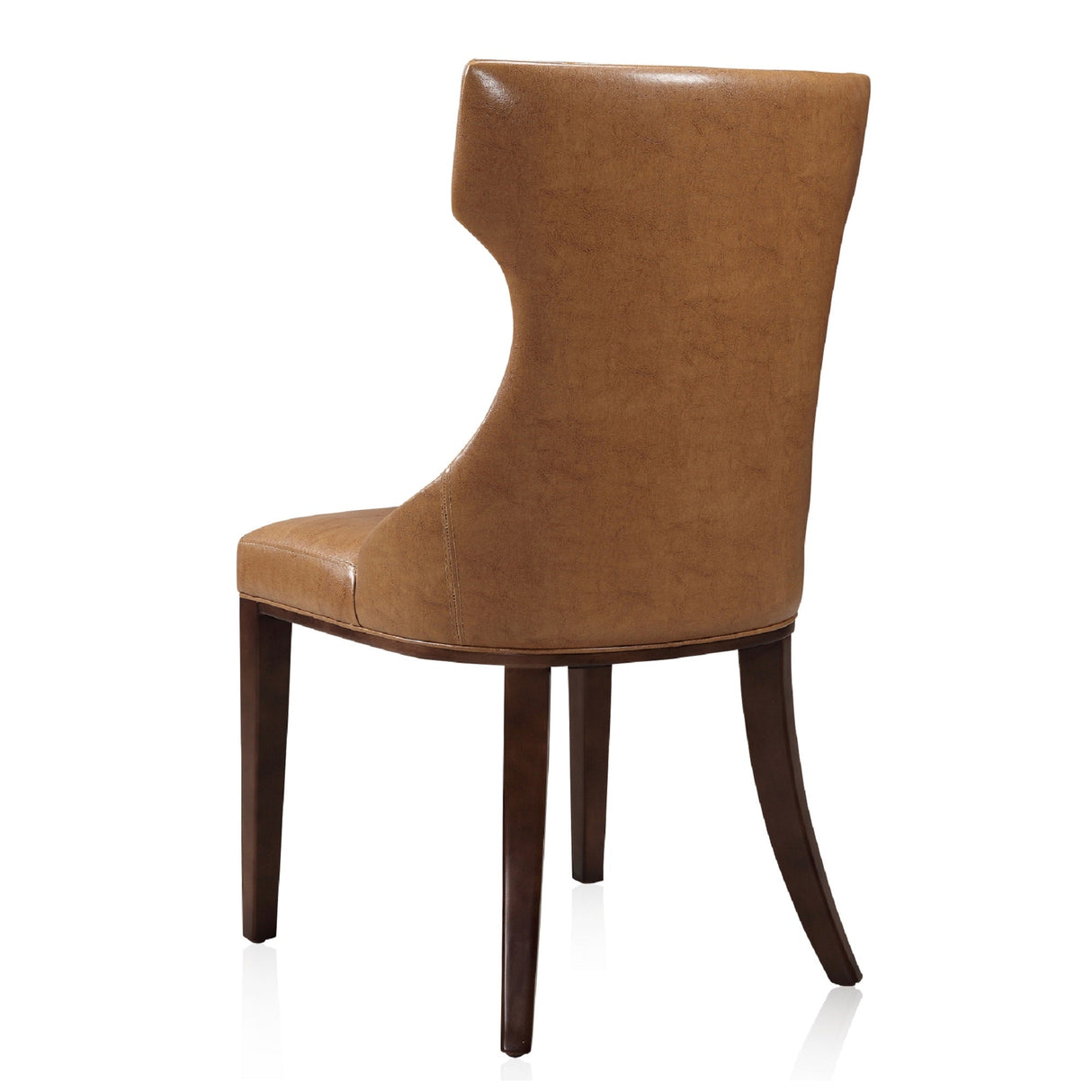 Reine Faux Leather Dining Chair (Set of Two) in Saddle and Walnut by Manhattan Comfort at Eve Furniture