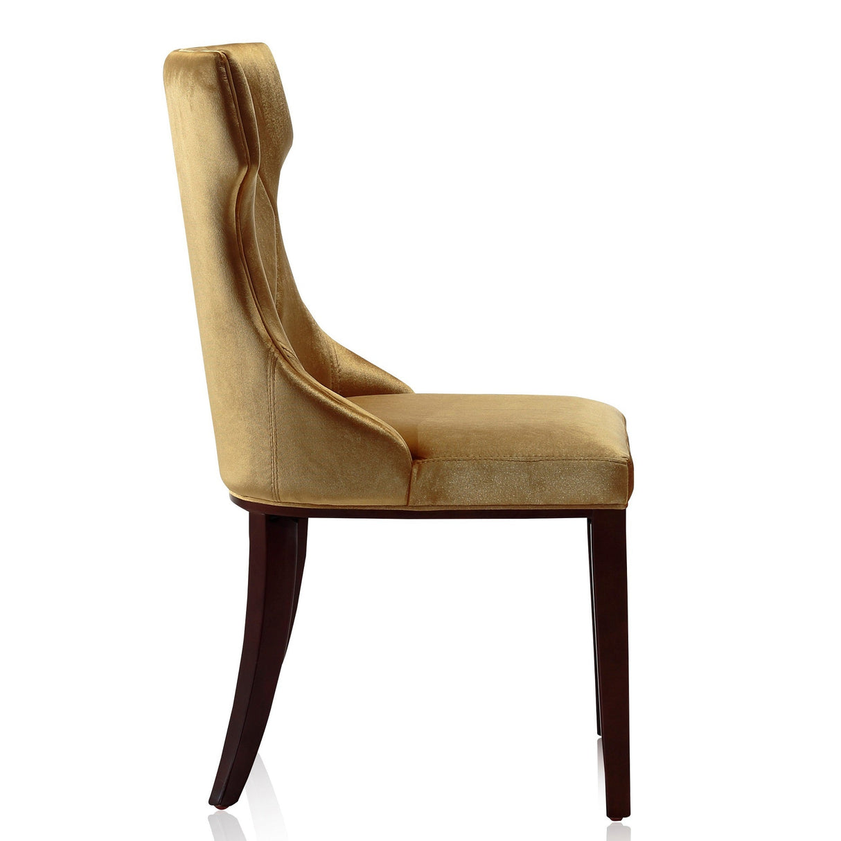 Reine Velvet Dining Chair (Set of Two) in Antique Gold and Walnut by Manhattan Comfort at Eve Furniture