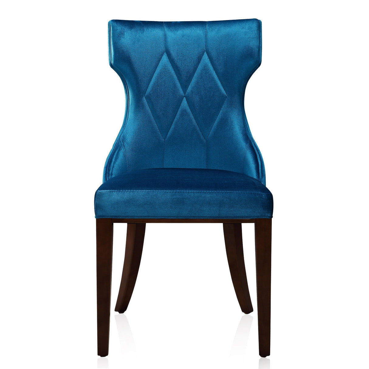 Reine Velvet Dining Chair (Set of Two) in Cobalt Blue and Walnut by Manhattan Comfort at Eve Furniture