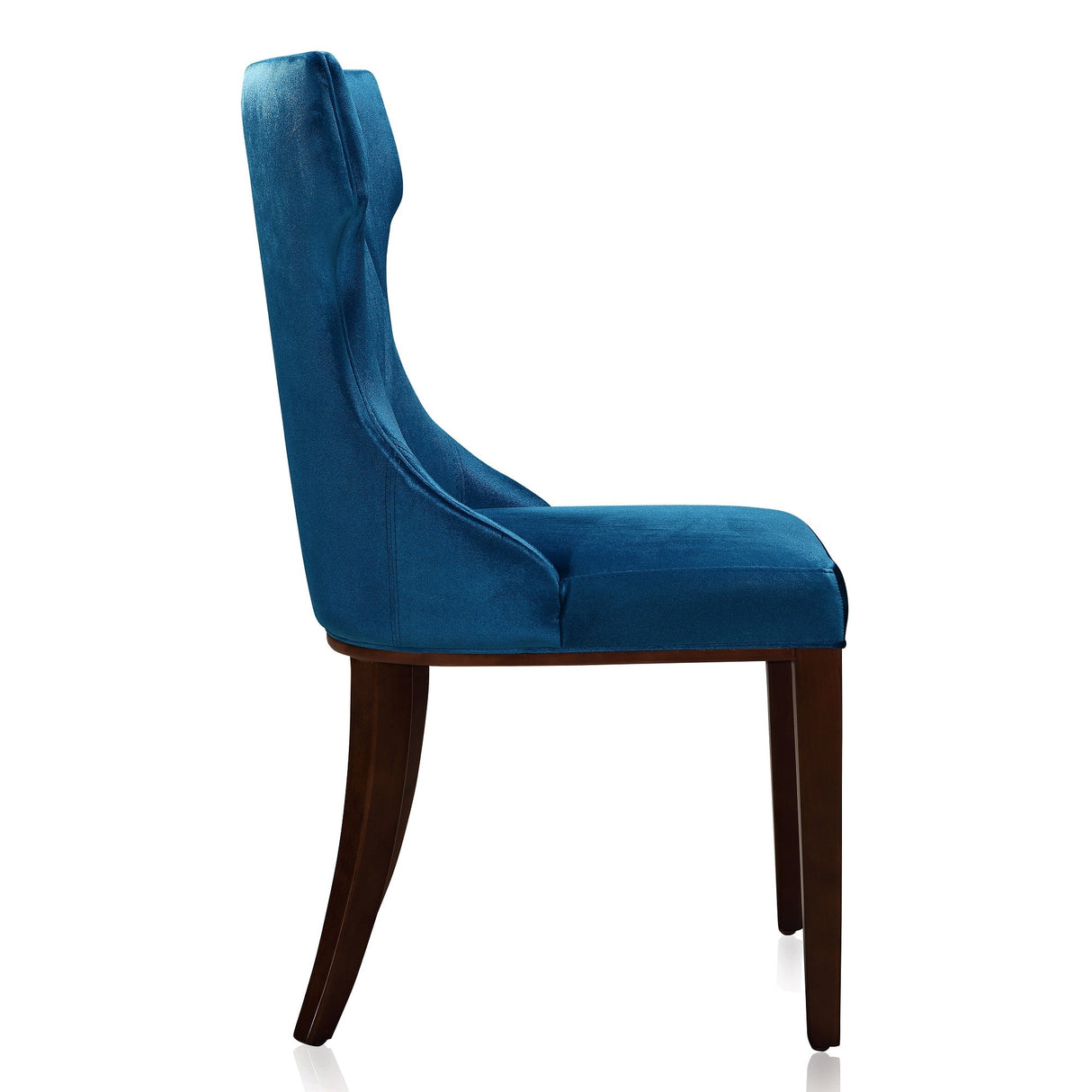 Reine Velvet Dining Chair (Set of Two) in Cobalt Blue and Walnut by Manhattan Comfort at Eve Furniture