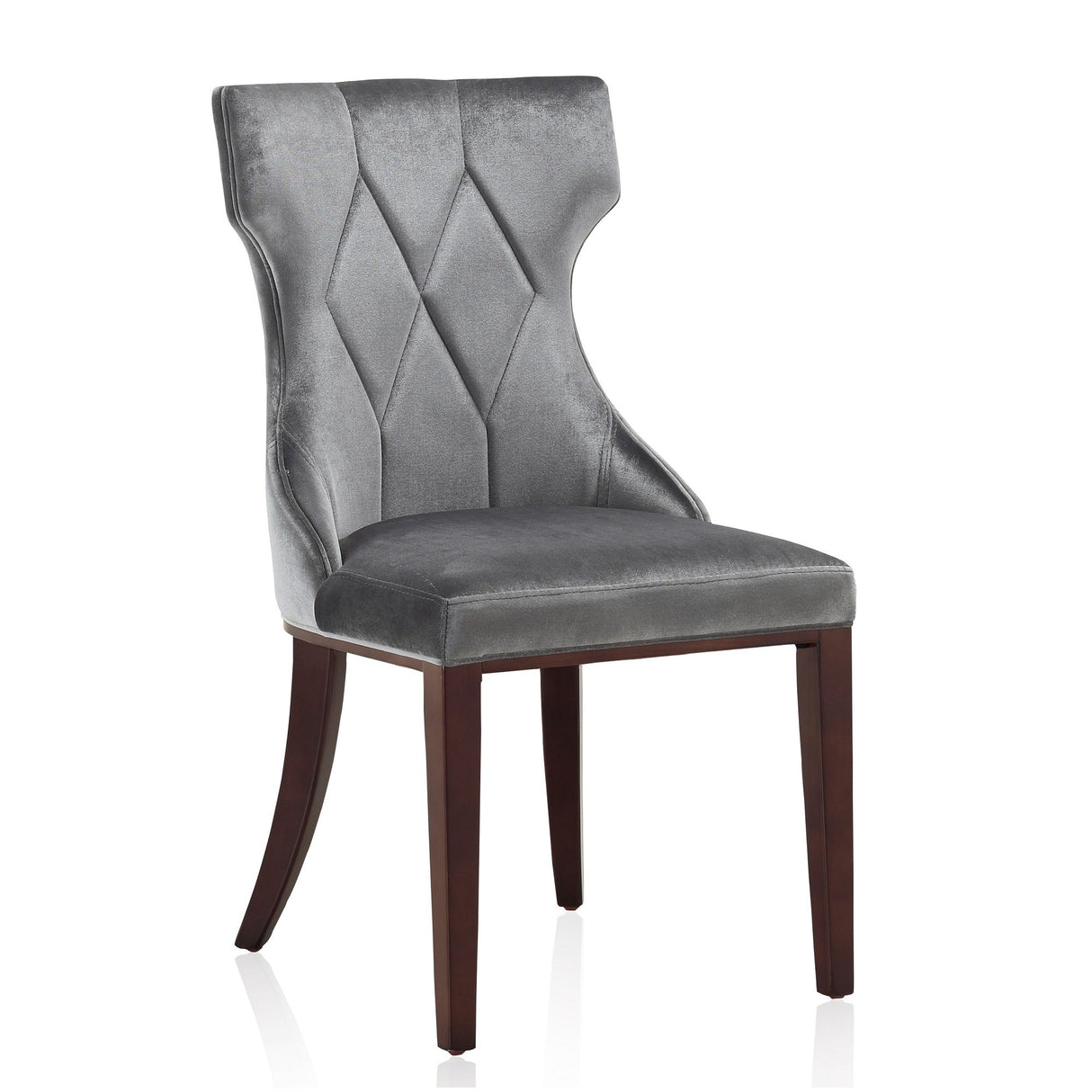 Reine Velvet Dining Chair (Set of Two) in Grey and Walnut by Manhattan Comfort at Eve Furniture