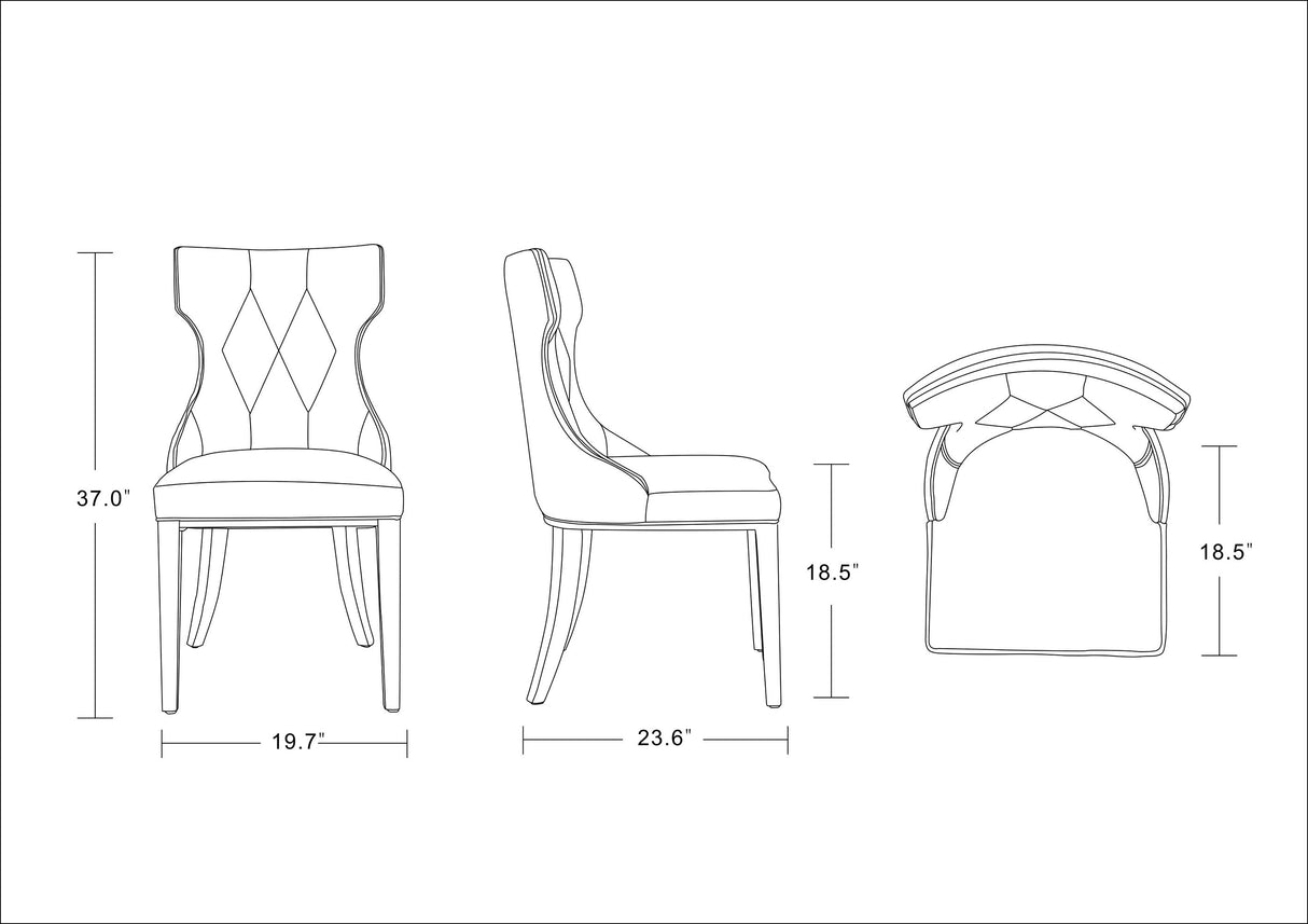Reine Velvet Dining Chair (Set of Two) in Grey and Walnut by Manhattan Comfort at Eve Furniture