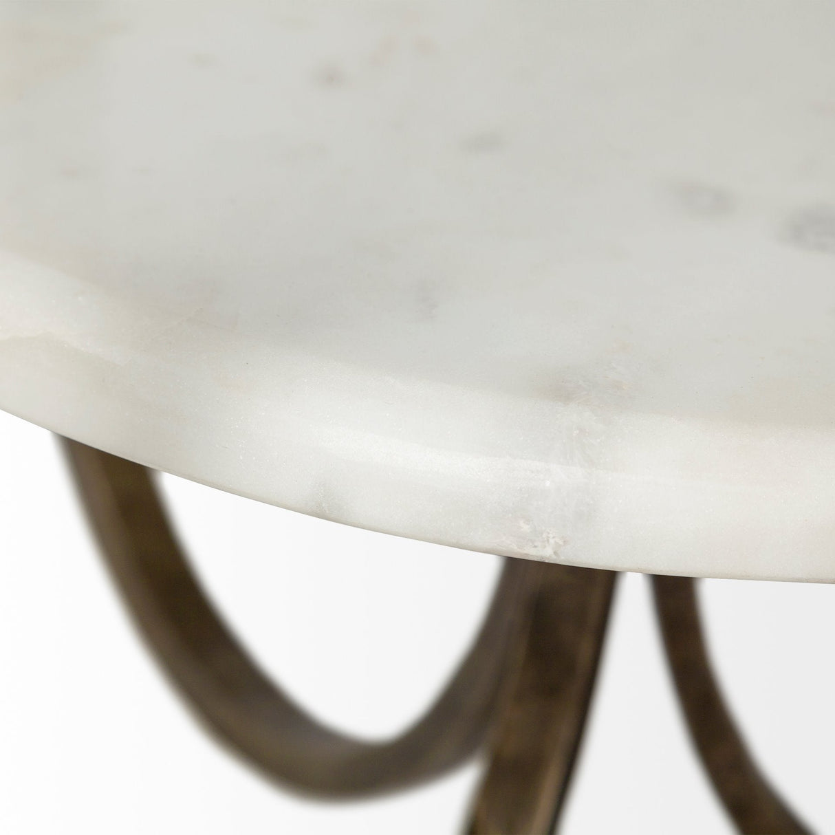 Reinhardt II 20" Round Glass Top Metal and Marble Detail End/Side Table by Mercana at Eve Furniture