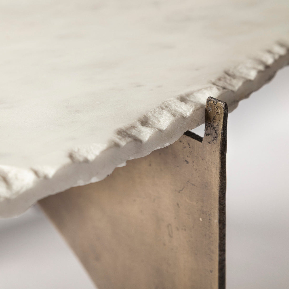 Reinhold 49" Round White Marble Top Gold Metal Base Coffee Table by Mercana at Eve Furniture