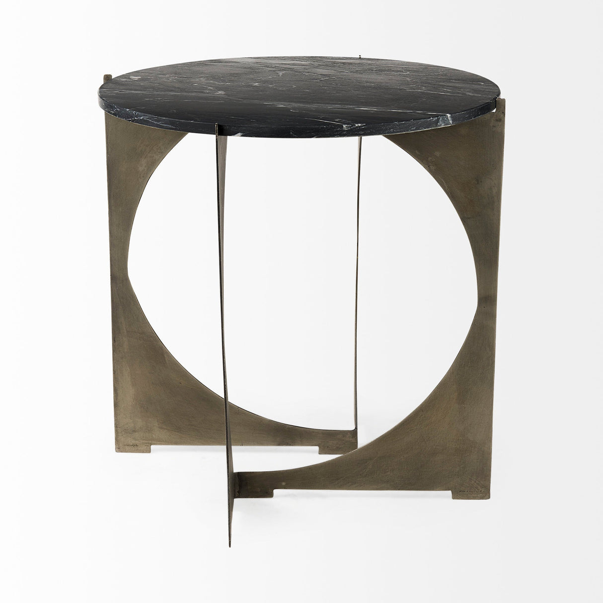 Reinhold II 21L x 21W x 21H Black Marble Top Iron Side Table by Mercana at Eve Furniture