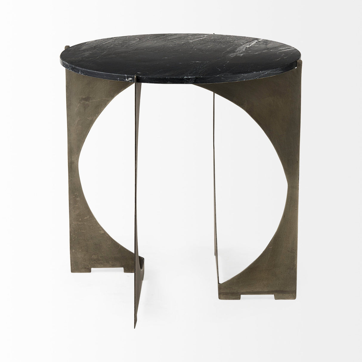 Reinhold II Black Marble Top Iron Side Table by Mercana at Eve Furniture