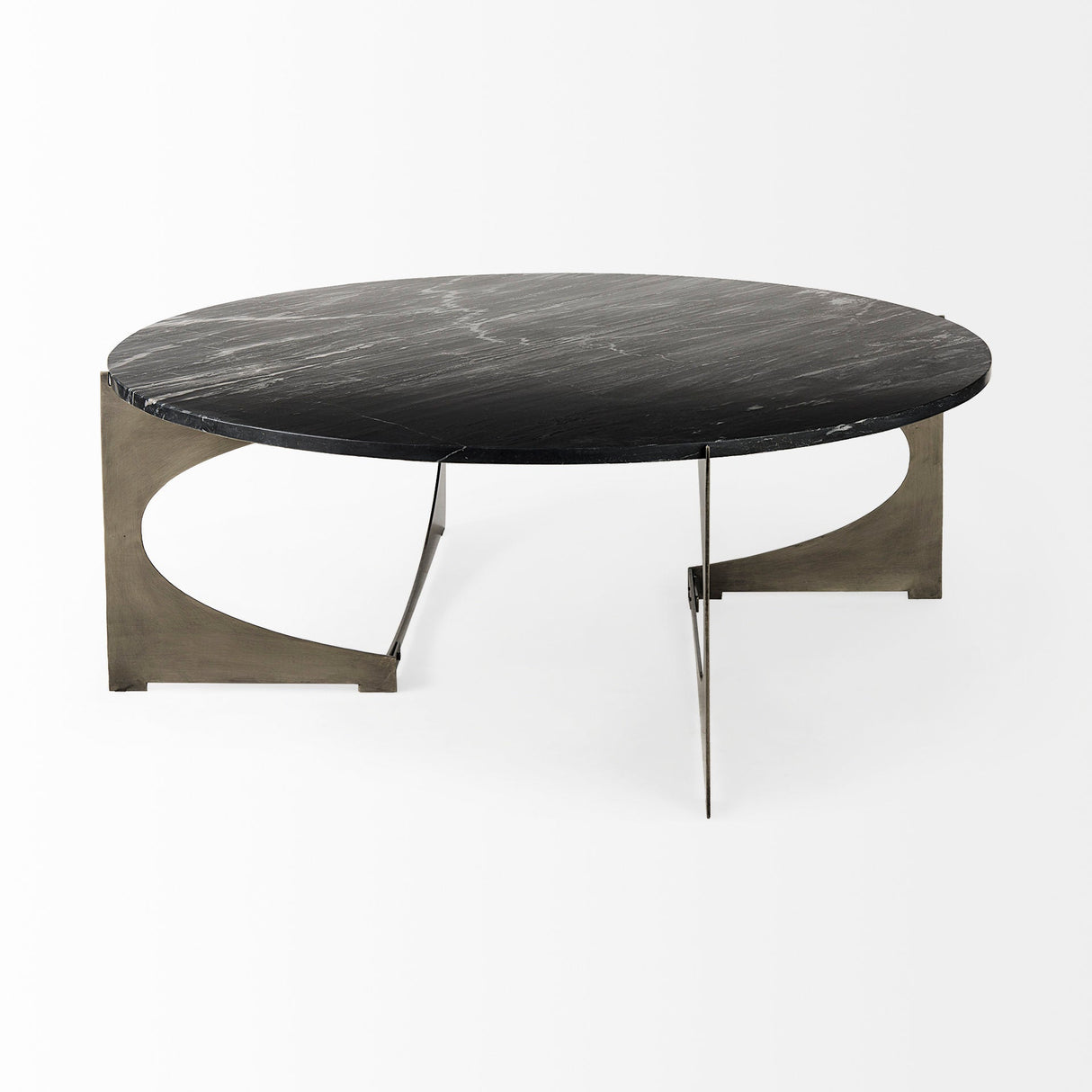 Reinhold III Black Marble Top Iron Coffee Table by Mercana at Eve Furniture