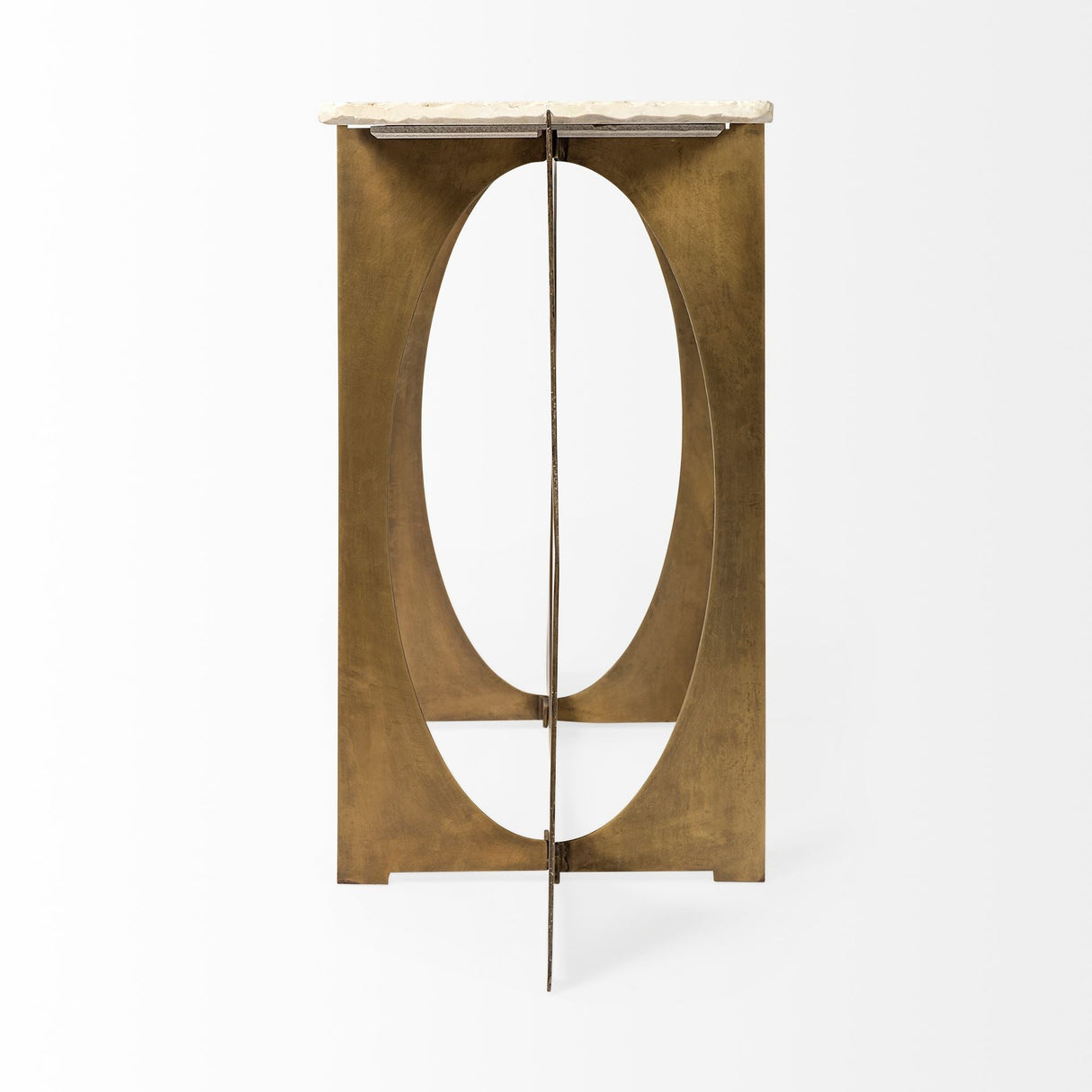 Reinhold IV White Marble Top Gold Metal Base Console Table by Mercana at Eve Furniture