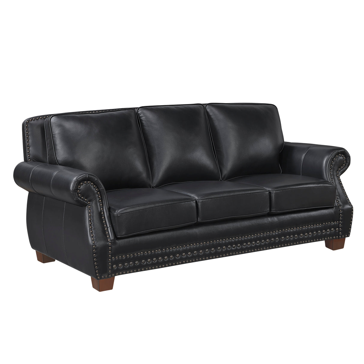 Remington Black Leather Reclining Sofa and Loveseat by Homelegance at Eve Furniture