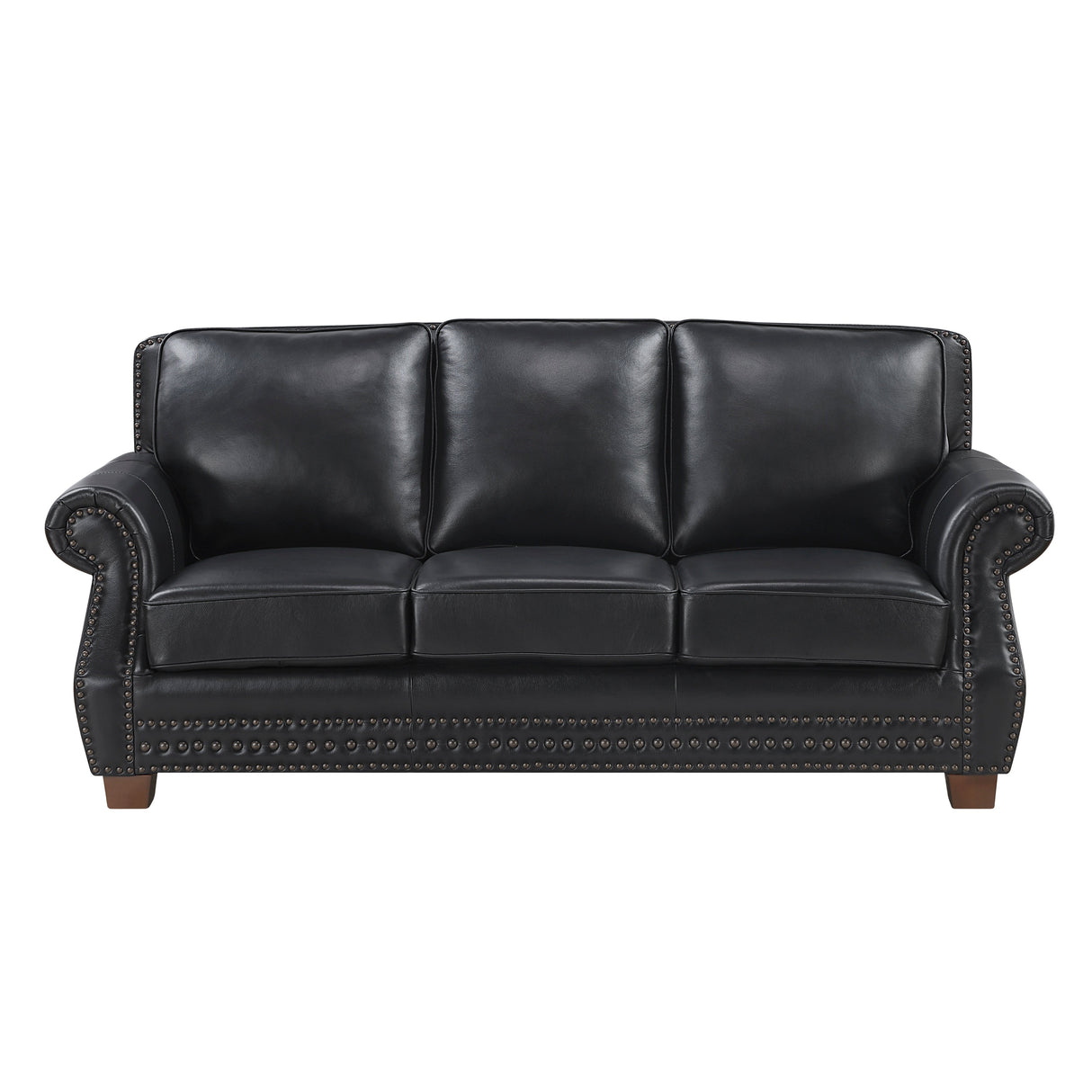 Remington Black Leather Reclining Sofa and Loveseat by Homelegance at Eve Furniture