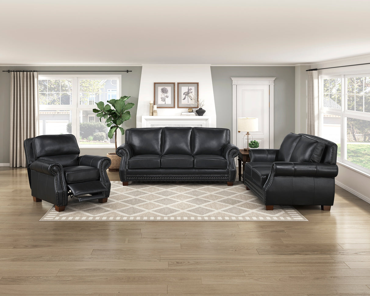 Remington Black Push Back Leather Reclining Chair by Homelegance at Eve Furniture