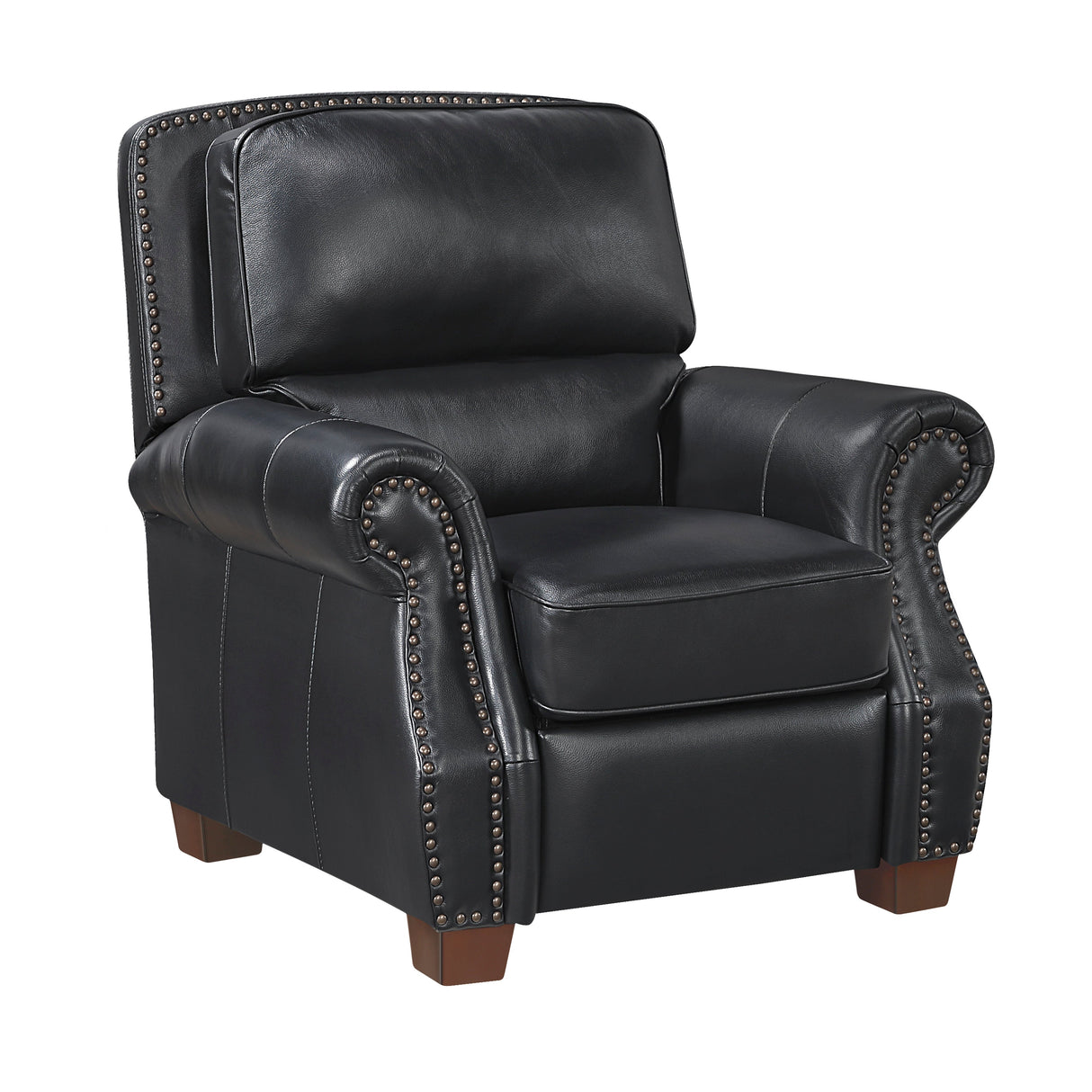 Remington Black Push Back Leather Reclining Chair by Homelegance at Eve Furniture