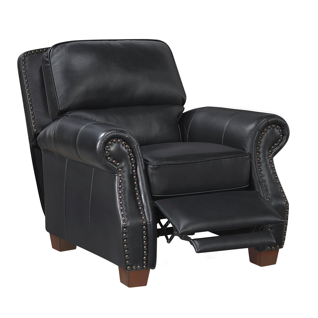 Remington Black Push Back Leather Reclining Chair by Homelegance at Eve Furniture