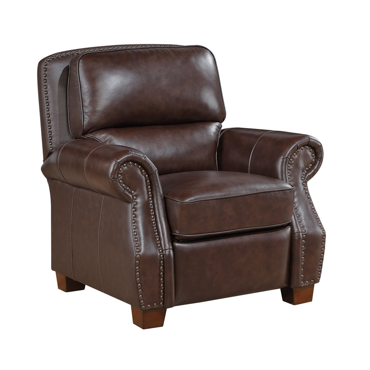 Remington Brown Push Back Leather Reclining Chair by Homelegance at Eve Furniture