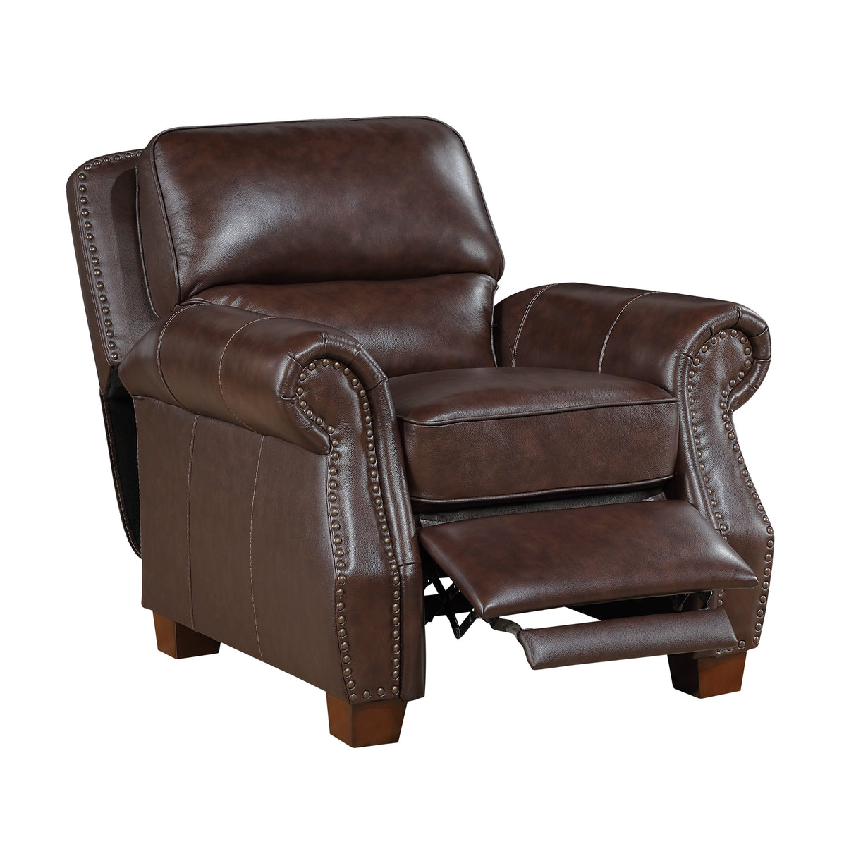 Remington Brown Push Back Leather Reclining Chair by Homelegance at Eve Furniture